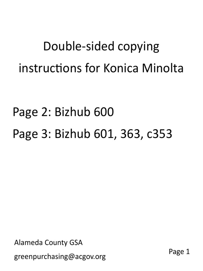 DoubleSided Copying Instructions For Konica Minolta Alameda County
