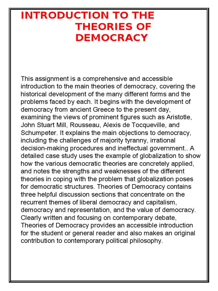 Theories of Democracy Explained | PDF | Communism | Democracy