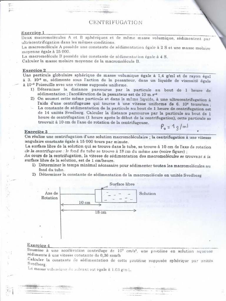 Centrifugation Exercice Science Des Materiaux Techniques De Laboratoire