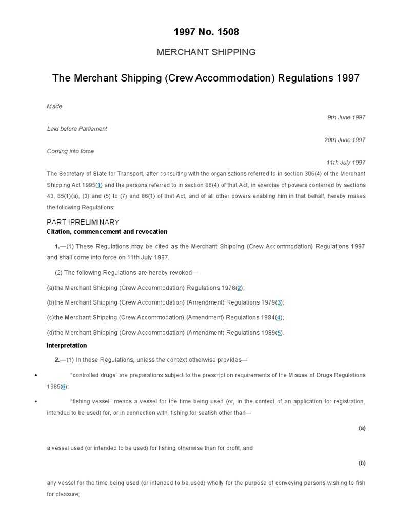 Crew Regulations 1997 1508 PDF Ventilation