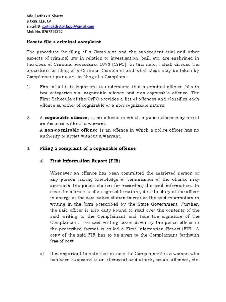 How To File A Criminal Complaint Pdf Pdf Magistrate Crime Violence