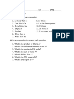 Writing Numerical Expressions