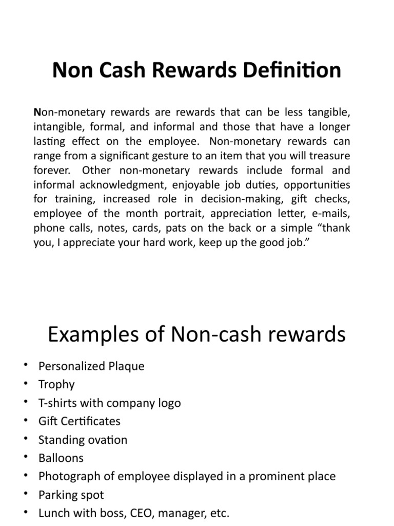 Non Cash Rewards Definition Rewards Are Rewards That Can