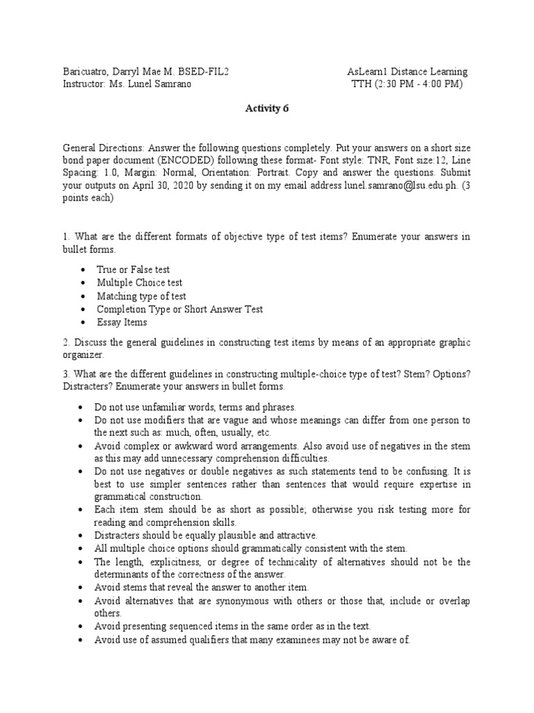 Test Item Construction Guide | PDF | Multiple Choice | Test (Assessment)
