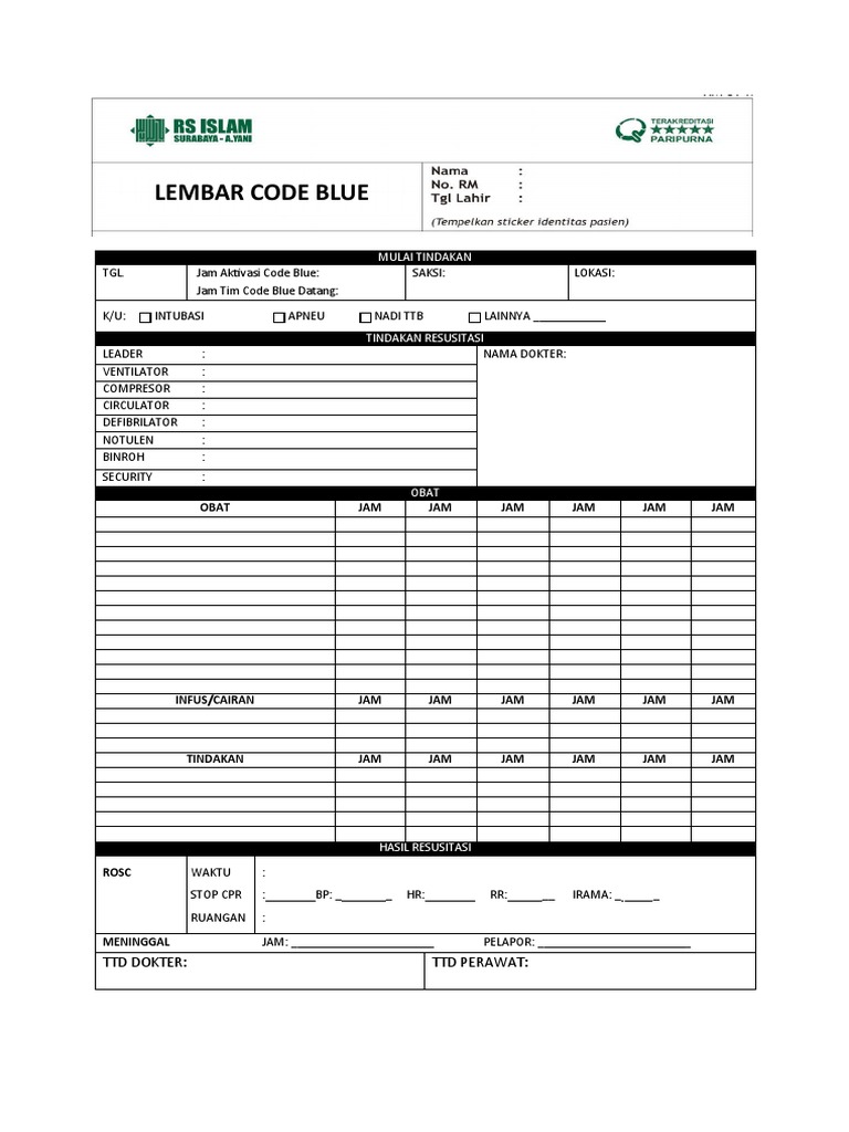 Lembar Code Blue | PDF