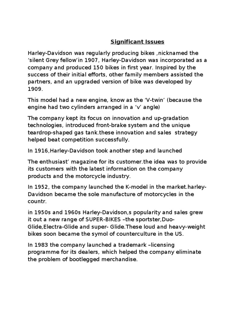 Harley Davidson Case Study PDF Harley Davidson Motor Vehicle