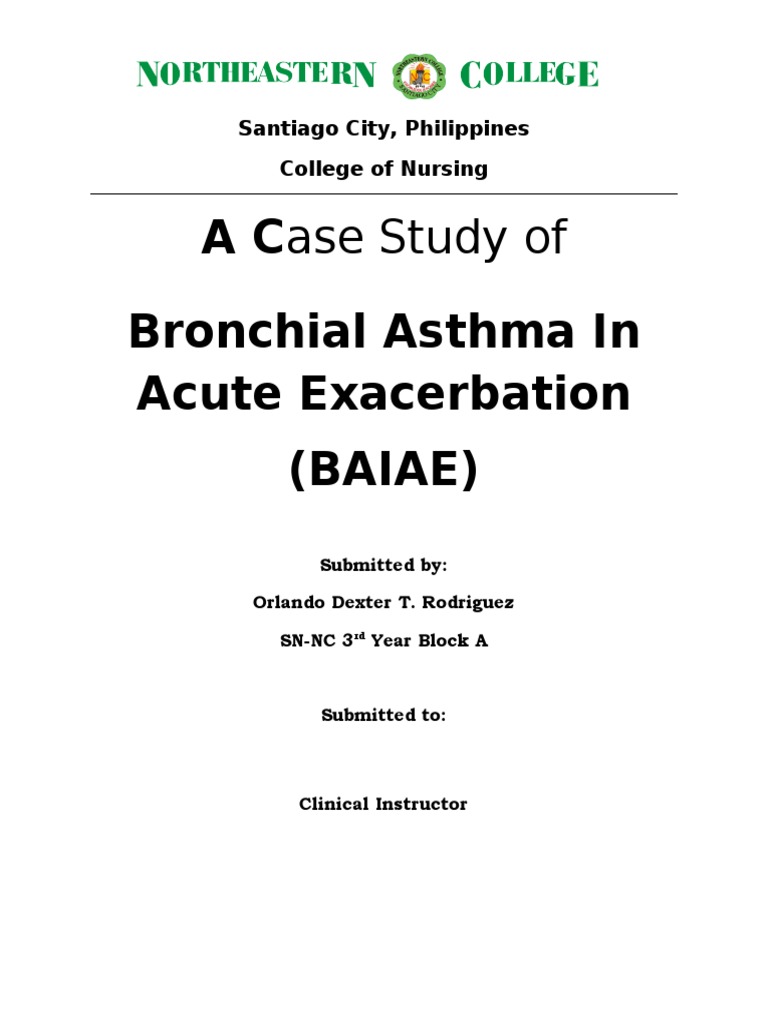 A case study of bronchial asthma in acute exacerbation baiae pdf