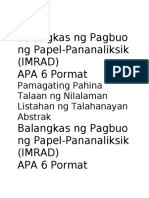 Balangkas NG Pagbuo NG Papel