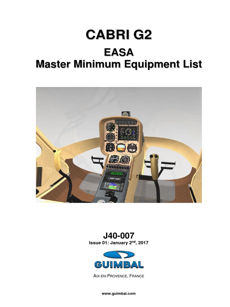 J40007 Issue 01 Cabri G2 EASA Master Minimum Equipment List PDF