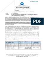 Memo - Payout Schedule of The Annual Salary Increment and Performance Bonus