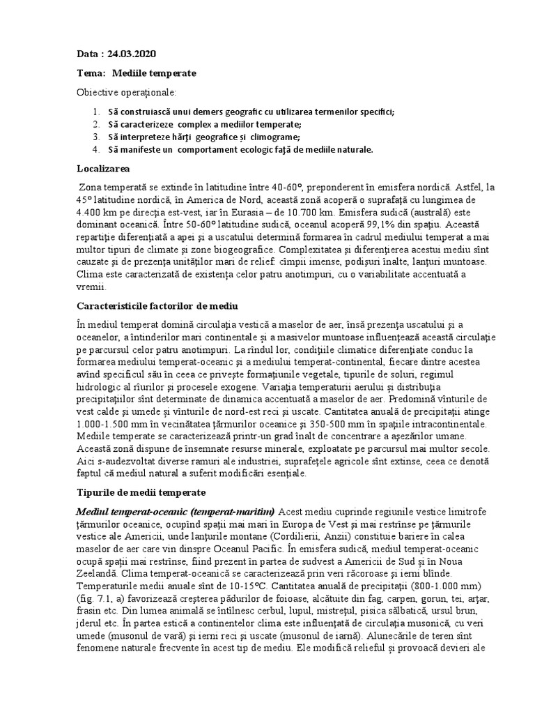 Mediile Temperate | PDF