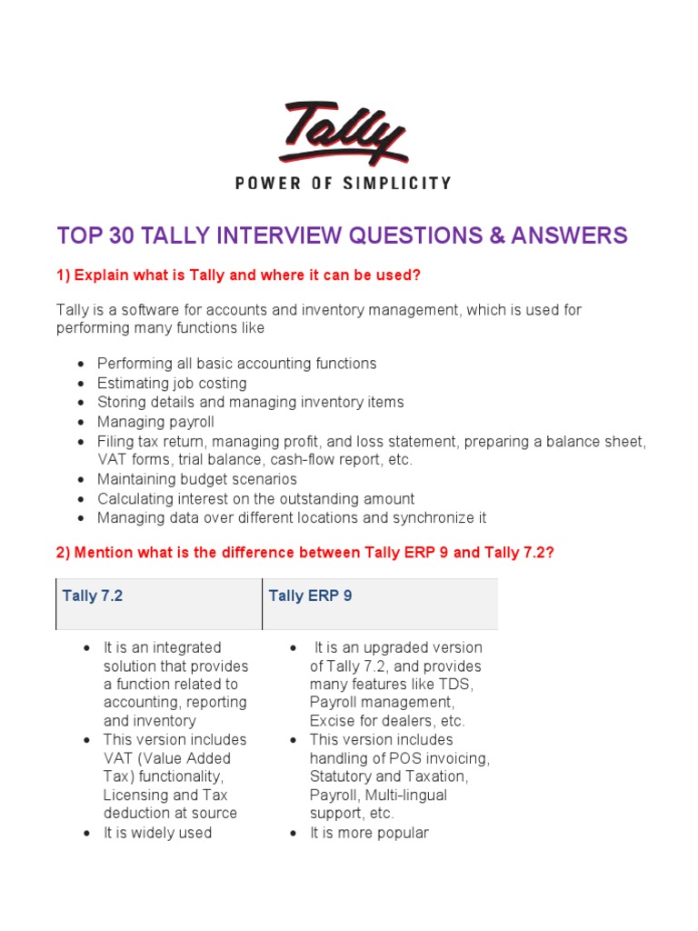 Top Tally Interview Questions & Answers | PDF | Bookkeeping | Balance Sheet
