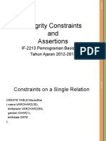 Integrity Constraints and Assertions: IF-2213 Pemrograman Basis Data Tahun Ajaran 2012-2013
