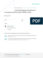 Anticoagulant and Antioxidant Activities of Dracaena Arborea Leaves (Wild.) Link
