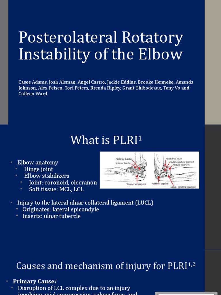 Posterolateral Rotatory Instability of The Elbow PDF Elbow