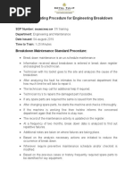 Standard Operating Procedure For Engineering Breakdown Maintenance