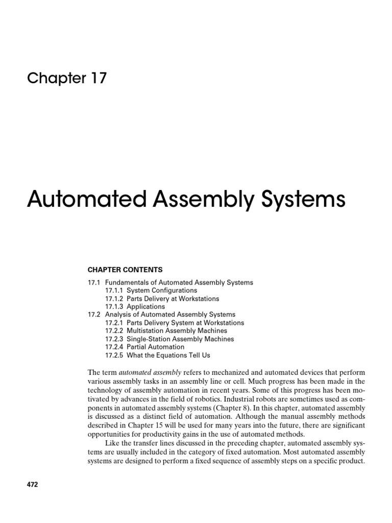 Automated Assembly Systems PDF Automation System
