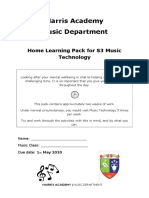 s3 Music Technology Home Learning Editable PDF