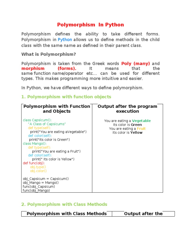 Polymorphism | PDF | Inheritance (Object Oriented Programming ...