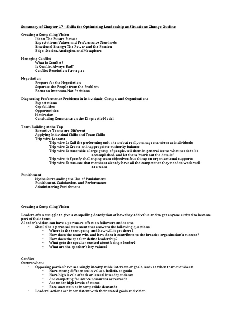 Chapter 17 Leadership Skills Summary | PDF | Conflict Resolution ...