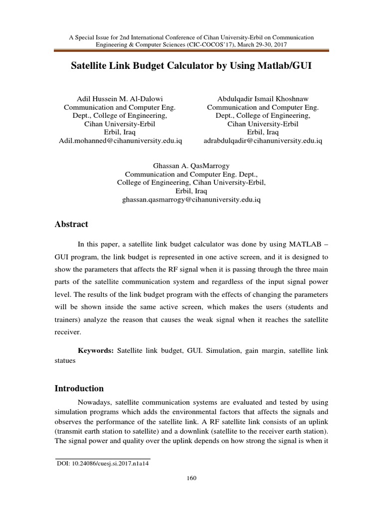 Satellite Link Budget Calculator in MATLAB | PDF | Signal To Noise ...