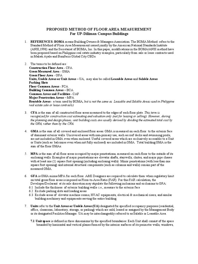 10F16proposed-Floor Area Measurement Method - Campus | PDF