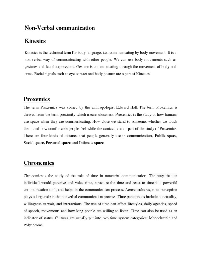 Non Verbal Communication | PDF