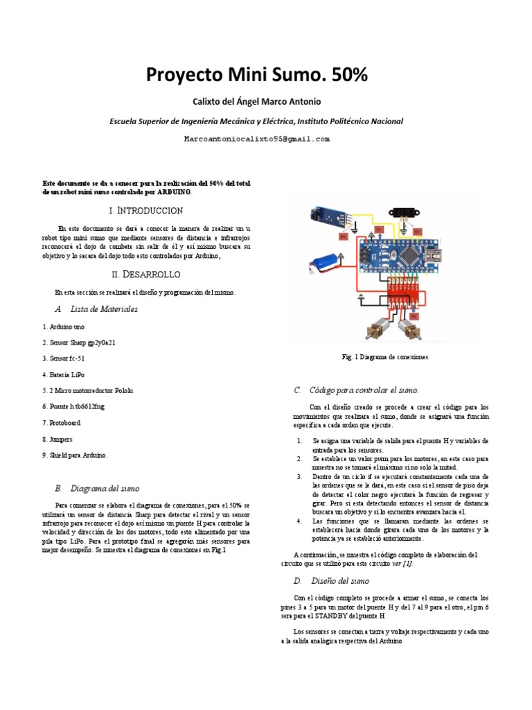 Diseño de Robot Mini Sumo Arduino | PDF | Arduino | Science