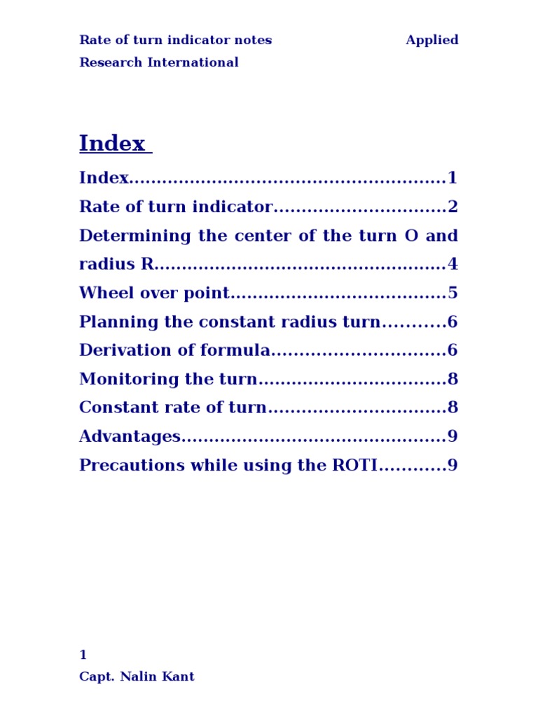 Rate of Turn Indicator PDF Angle Tangent