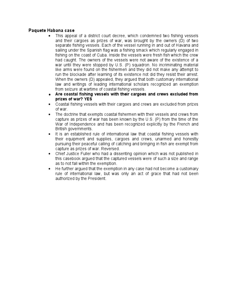 Paquete Habana Case Prizes of War? YES PDF