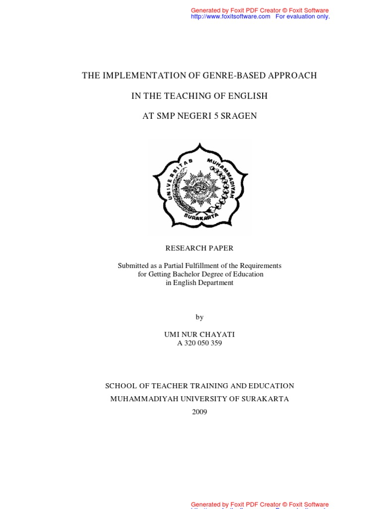 The Implementation of Genre-Based Approach in The Teaching of English ...