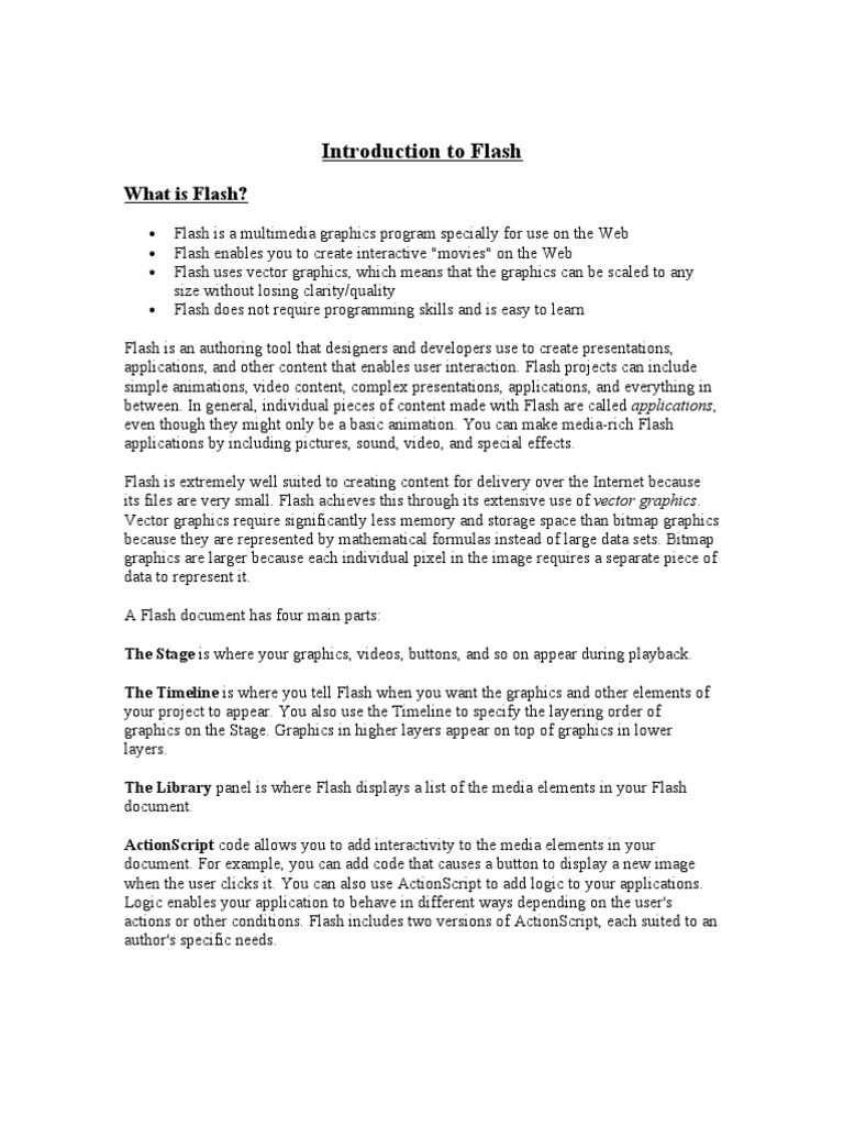 Introduction To Flash | PDF | Adobe Flash | Action Script