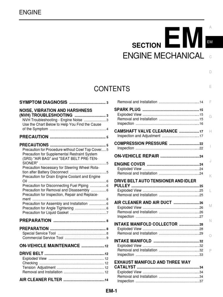 Engine - VQ25DE and VQ35DE Engine Mechanical PDF | PDF | Airbag | Belt