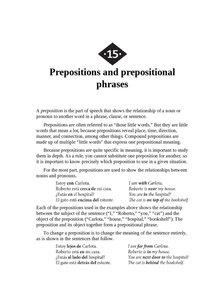 Prepositions & Phrases Guide | PDF | Adverb | Preposition And Postposition