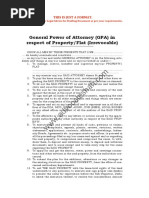 General Power of Attorney (GPA) in Respect of Property/Flat (Irrevocable)