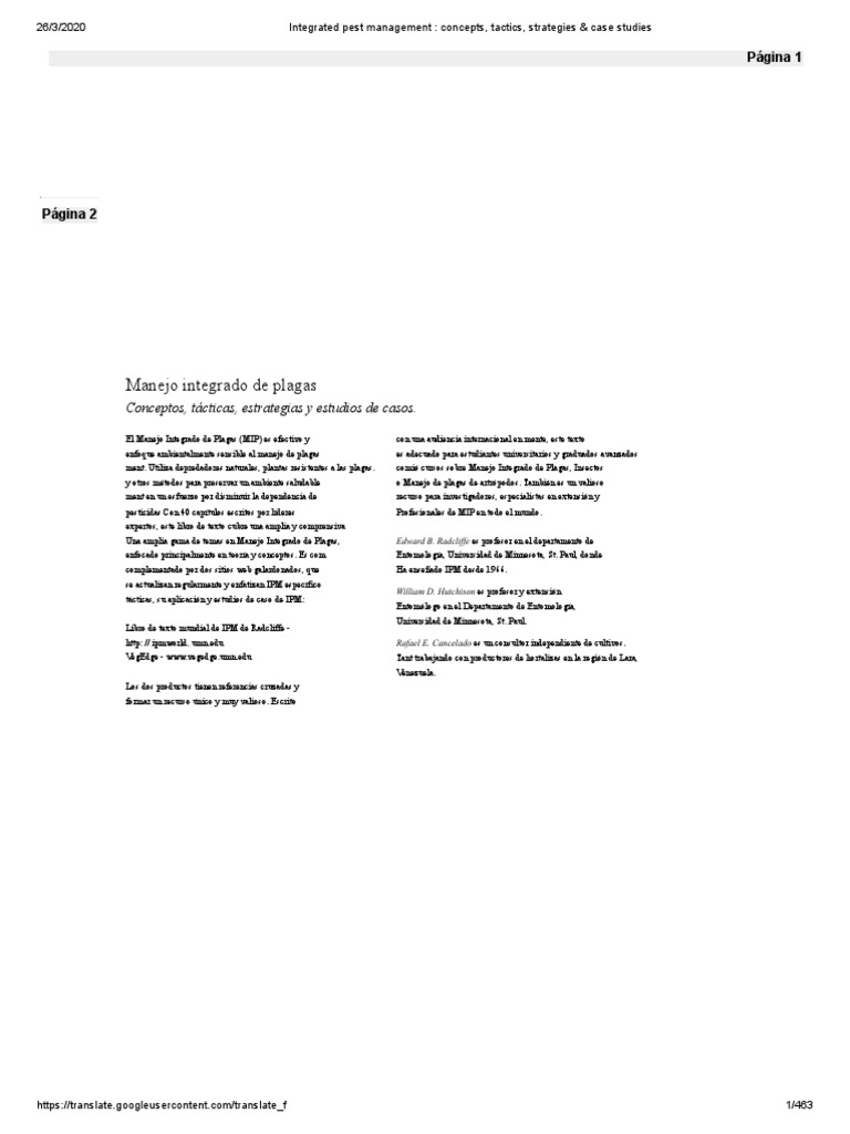 Integrated Pest Management Concepts Tactics Strategies Case Studies Organismos Agricultura
