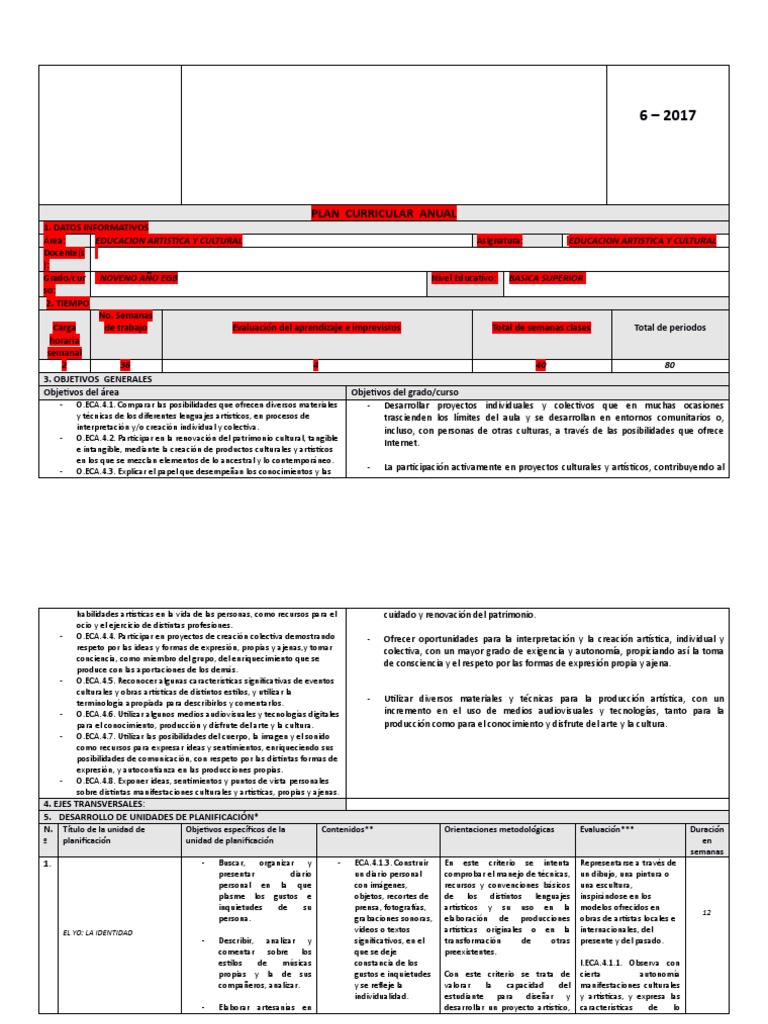 Plan Curricular de Educación Artística EGB | PDF | Educación en artes ...