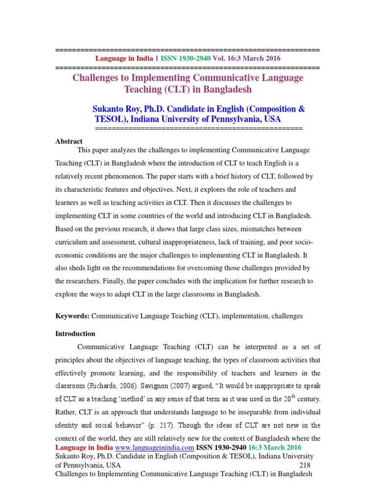 Challenges - To - Implementing - Communicative Language TEaching | PDF ...