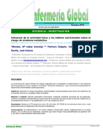 32.Influencia de la actividad física y los hábitos nutricionales sobre el riesgo de síndrome metabólico