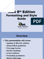 Mla 8 Edition: Formatting and Style Guide