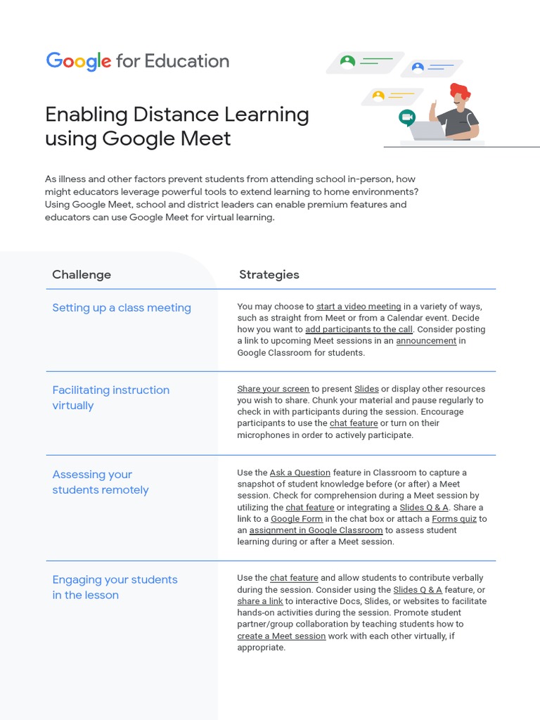 Distance Learning Strategies with Google Meet | PDF | Internet ...
