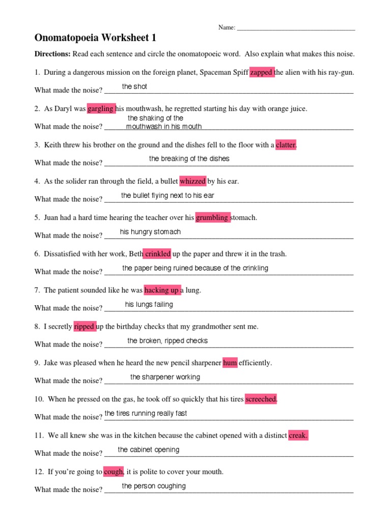 onomatopoeia worksheet 1 pdf