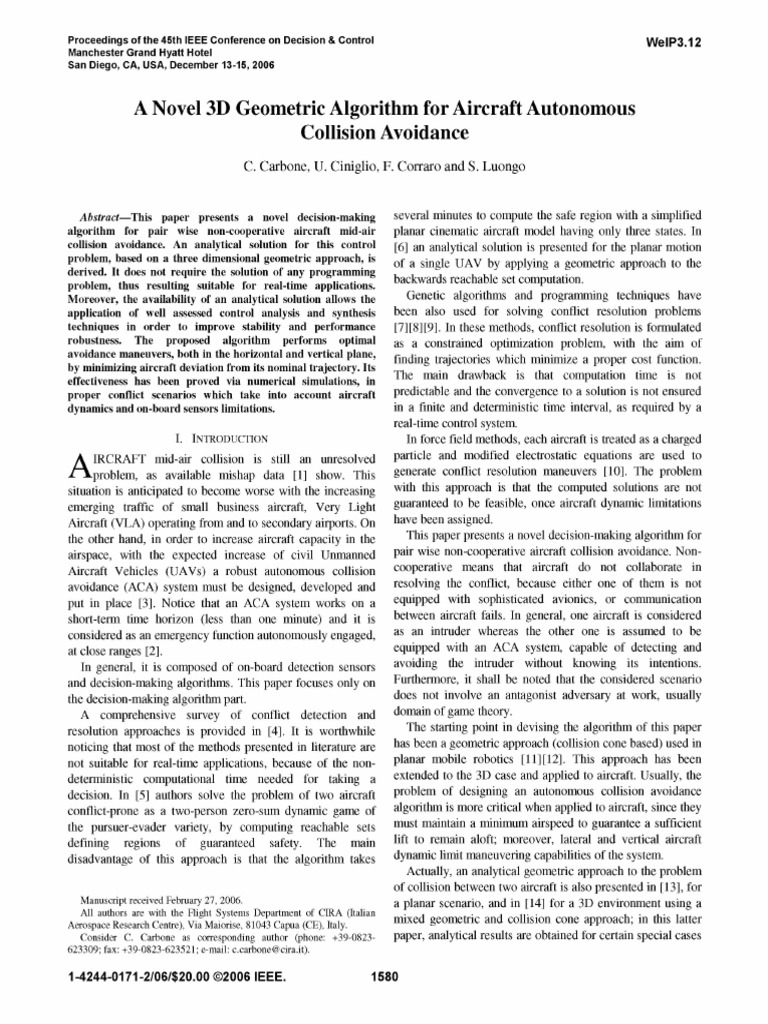 A Novel 3D Geometric Algorithm For Aircraft Autonomous Collision ...