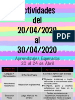 Actividades para Casa Del 20-04-2020 Al 30-04-2020