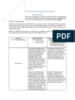 FEEDBACK LOG For Formative Assessment Spring 2020