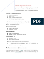 Determinación de Precios en La Empresa 13 Al 1 de Abril