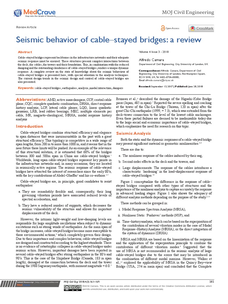 Seismic Behavior of Cable Stayed Bridges, A Review PDF | PDF | Normal ...