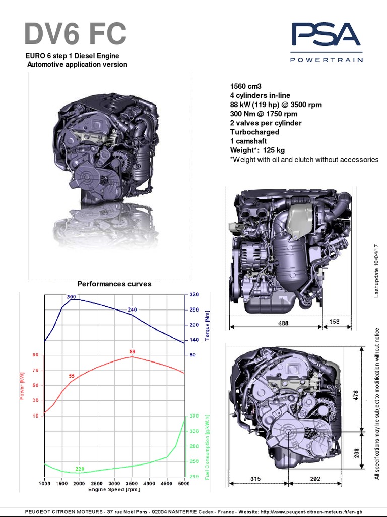 DV6 FC Diesel Engine Specifications | PDF | Diesel Engine | Fuel Injection