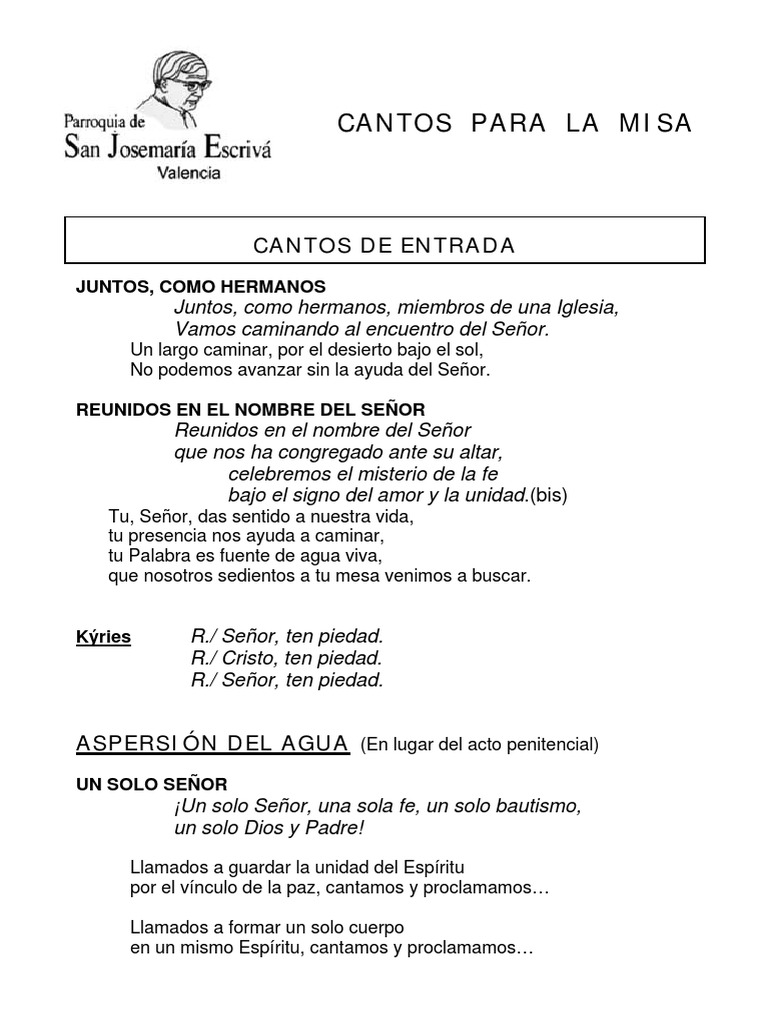 Cantos para La Misa T.O PDF | PDF | Misa (liturgia) | eucaristía