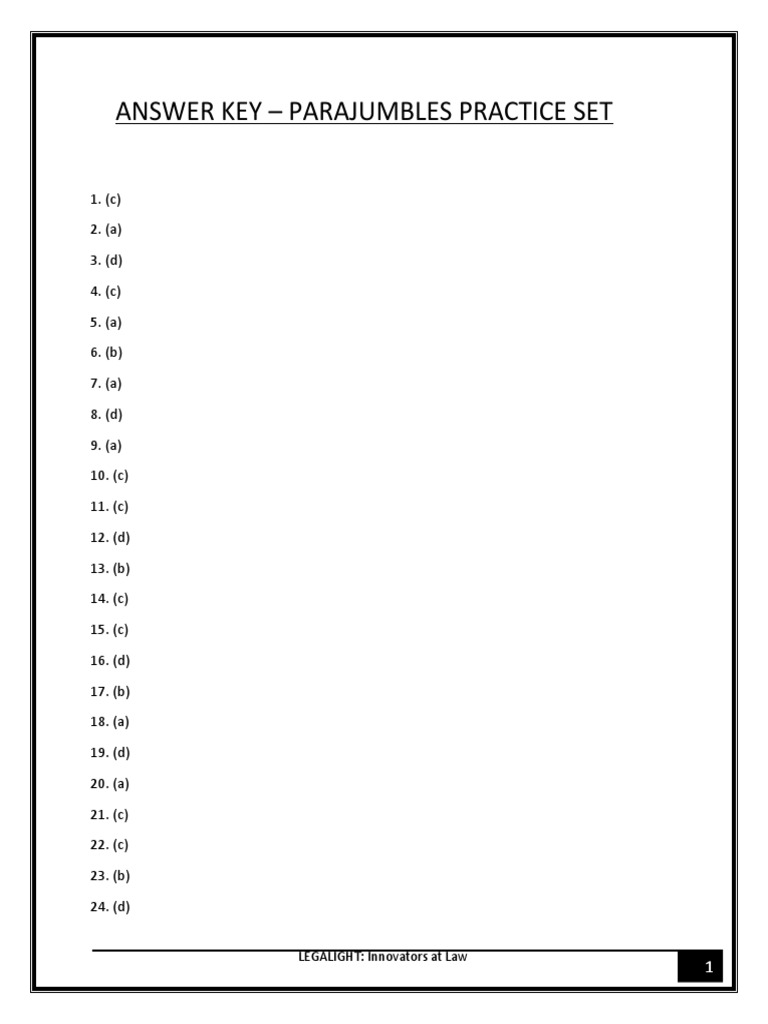 Answer Key - Parajumbles Practice Set | PDF